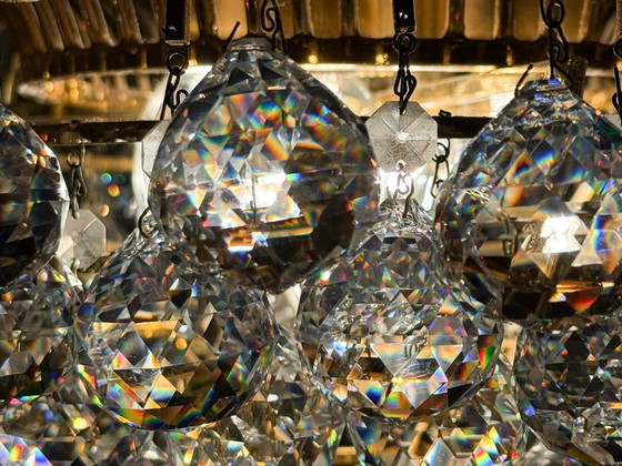 Image 1 of Lámpara de techo/araña con pantallas de cristal de Ernst Palme, Hollywood Regency, Alemania, década de 1960