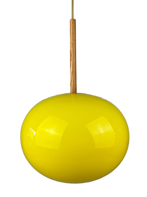 60s 70s teakhouten plafondlamp van Uno & Östen Kristiansson voor Luxus Zweden