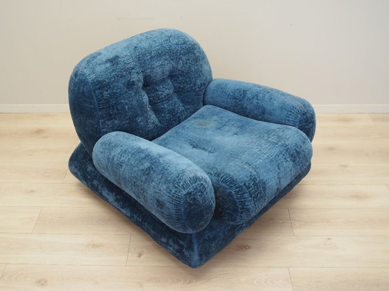 Image 1 of Blauwe fauteuil, Italiaans ontwerp, jaren 1970, productie: Italië