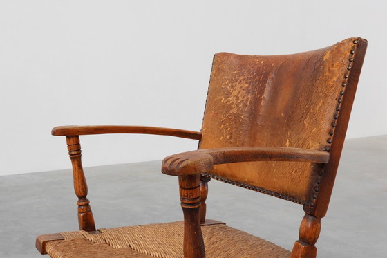 Image 1 of Poltrona in pelle e rovere di Theo Ruth per Artifort, Paesi Bassi, 1940