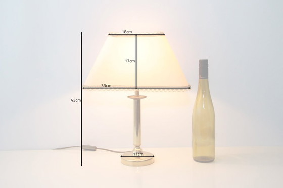 Image 1 of Brass table lamp with fabric border, 43cm, 90s vintage