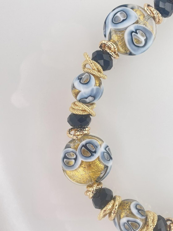 Image 1 of Collar de cristal de Murano hecho a mano con pan de oro de 24 kt.