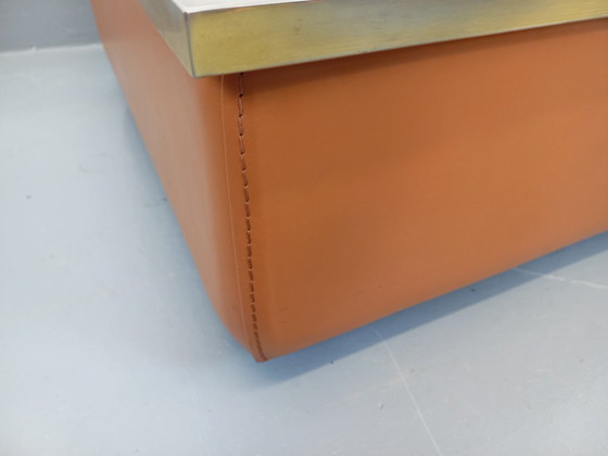 Image 1 of Tavolino vintage in vetro eglomato, cromo e pelle degli anni '70