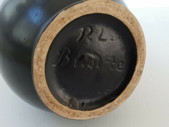 Image 1 of PICHET FRANCAIS VINTAGE 1950 SIGNE P.L. BRIGITTE CERAMIQUE NOIRE 50S 1950S 50'S