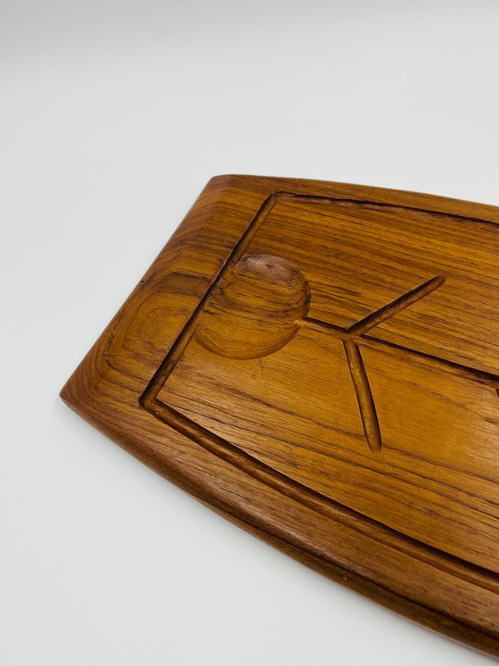 Snijplank "Visgraat" van teakhout uit Thailand, Tafelaccessoires, Bruin, Modern (foto 3 van 9)