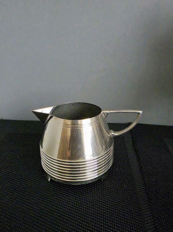 Art Deco milk jug with sugar bowl, HK&Co, Tableware, Metal, Silver (photo 8 of 12)