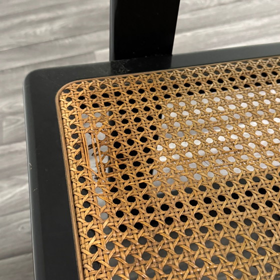 Image 1 of Coppia Di Sedie Design Schienale Alto Legno Laccato Paglia Di Vienna Anni '70