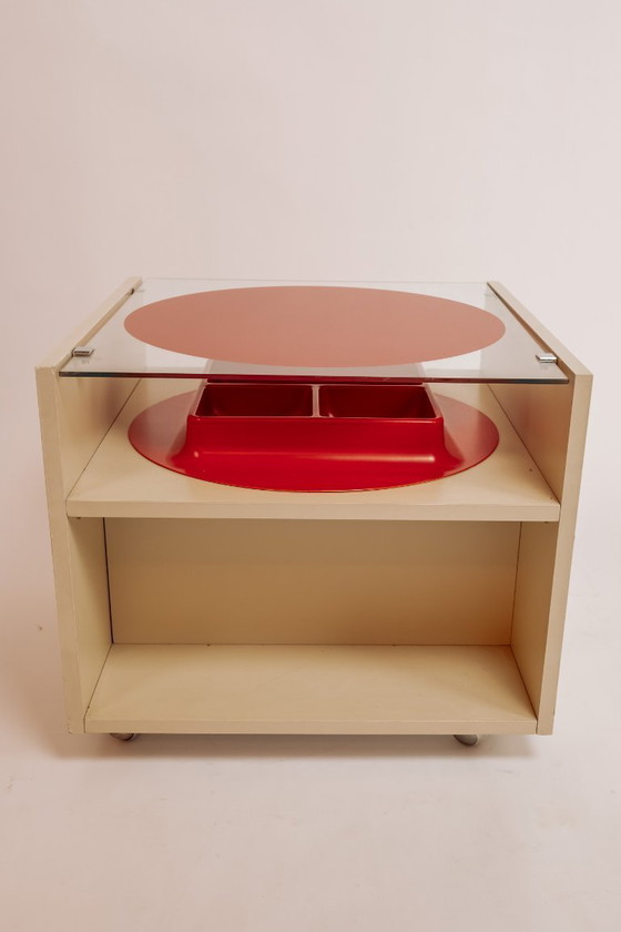 Image 1 of Set rood/witte Space Age nachtkastjes uit Italië, jaren 60