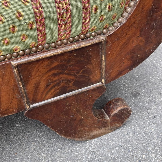 Antieke Charles X Stijl Gondelbank, 19e Eeuw – Bankstel, Wood, Textile (photo 11 of 14)