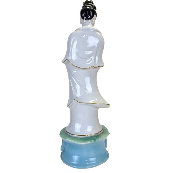 Grande statue de porcelaine Guan Yin style antique – 47 cm – Blanc et Or – Sculptures, Gold (photo 6 of 10)