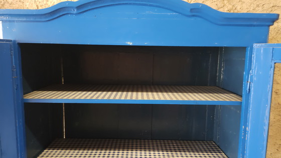 Image 1 of Altes Buffet, Geschirrschrank aus blauem Holz 1960