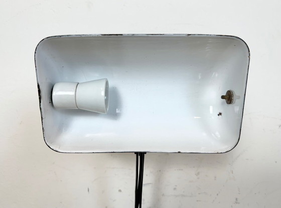 Image 1 of Vintage Green Enamel Bank Lamp, 1950s