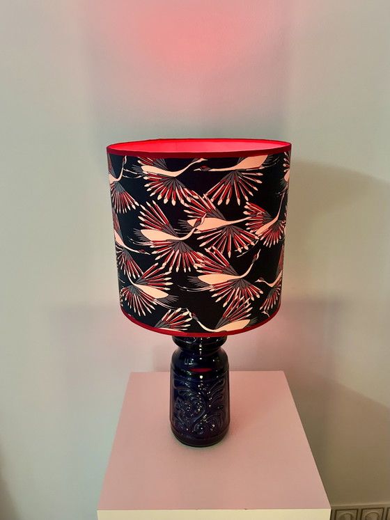 Image 1 of Medium-sized table lamp made of West German Pottery ceramic in vibrant cobalt blue.