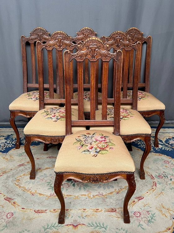 Lotto di 6 sedie in stile Regency – Sedie da pranzo, Textile, Hollywood Regency (photo 5 of 5)
