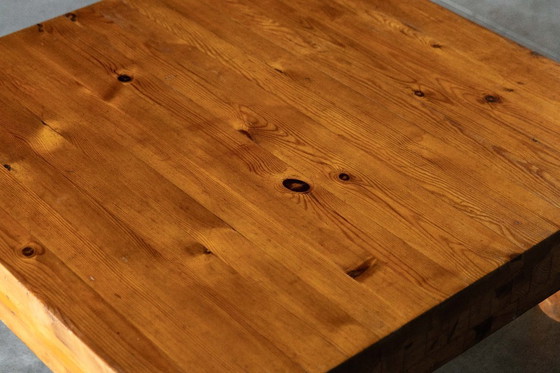 Image 1 of Brutalist Pine Low Coffee Table, France, 1960s