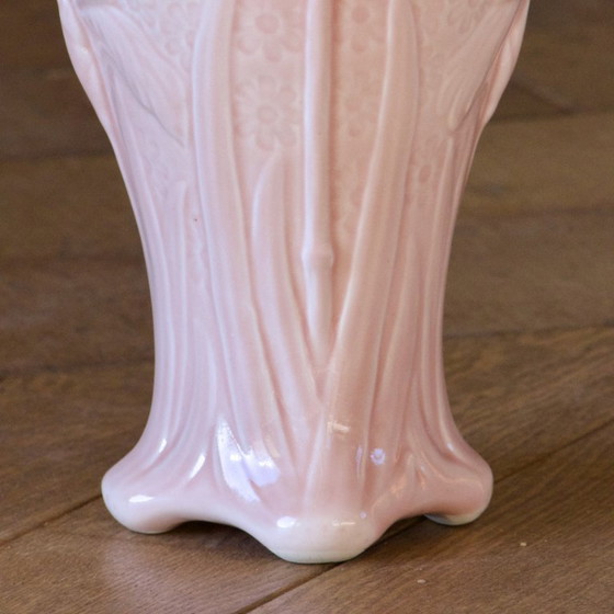 Image 1 of Grande vaso antico Art Nouveau in terracotta rosa, firmato Salins-les-Bains