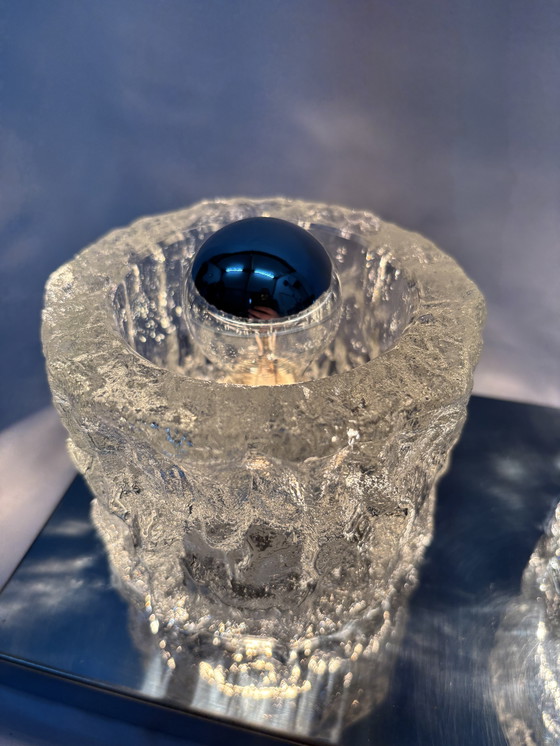 Image 1 of Vintage Peill & Putzler "Ice Glass" wandlamp jaren '70