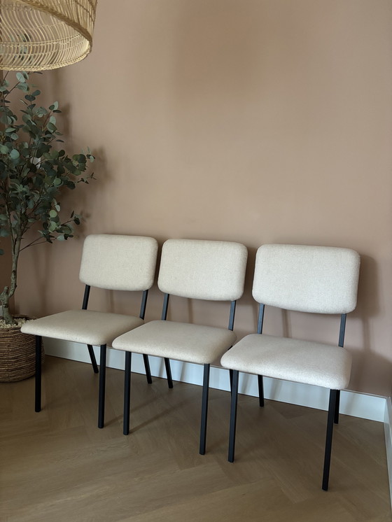 Image 1 of Studio Henk - Coode dining table bench and three Co Chair chairs set (facet beige fabric 1037)