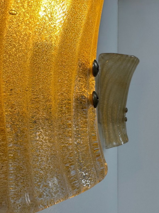 Image 1 of Coppia di applique da parete vintage in vetro di Murano stampato e pressato, Italia, 1980