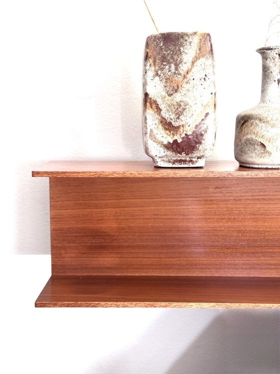 Vintage wall shelf Walter Wirz Wilhelm Renz 1960s, Shelving unit, Wood, Brown (photo 5 of 13)