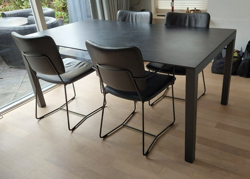 Design Dining Room Set, table with 6 chairs by Bert Plantagie