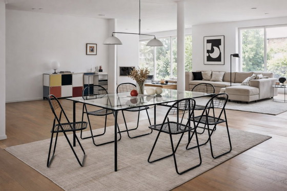 Image 1 of Vintage Swedish Mid-Century Modern Minimalist Black Metal Åland Chair by Niels Gammelgaard for IKEA, 1980s, Set of 5