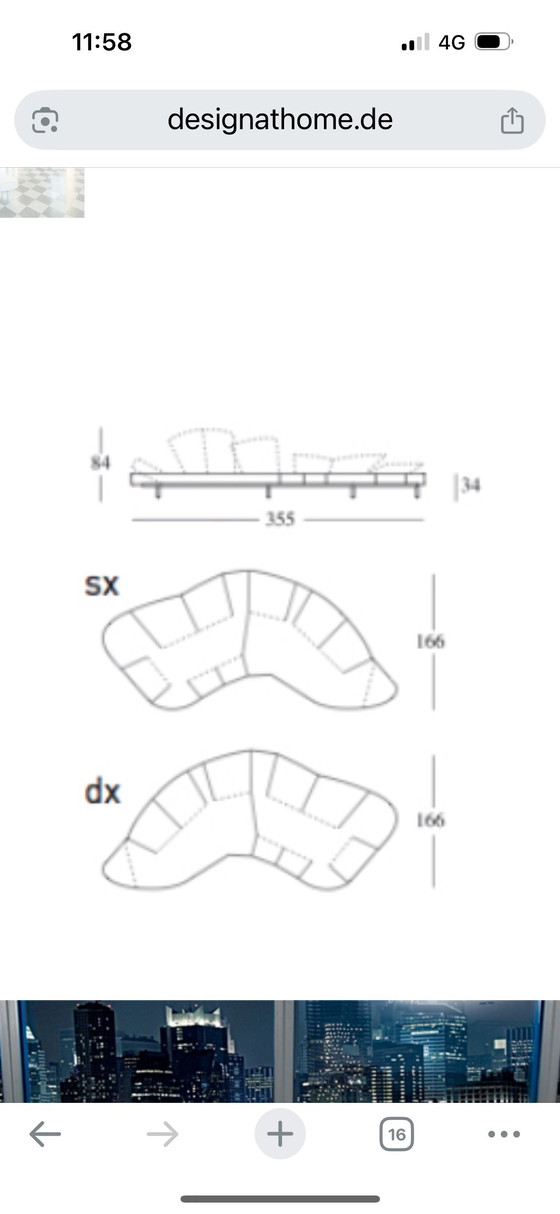 Image 1 of Edra Flap Designersofa Couch Leder offwhite