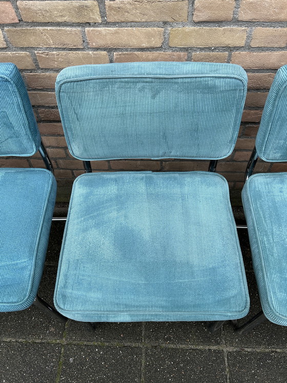 Image 1 of 4 chaises en tissu côtelé avec structure tubulaire chromée