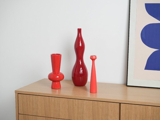 Image 1 of Red ceramic vase, Danish design, 1970s, made in Denmark