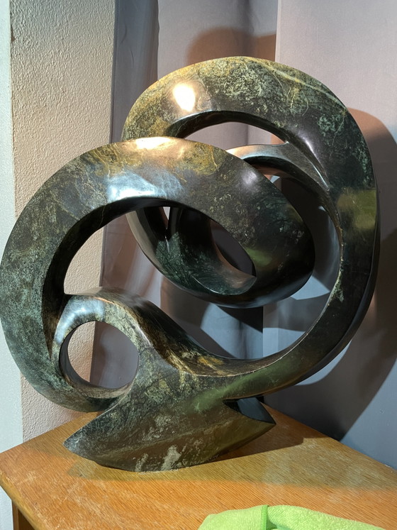 Image 1 of Handmade serpentine Shona sculpture by world-renowned artist Cliff Makore