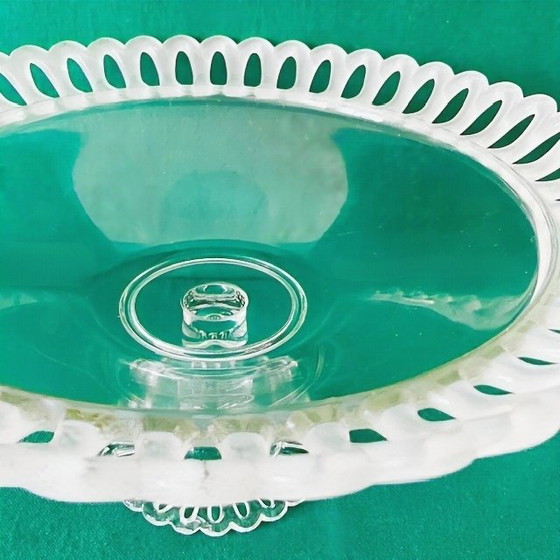 Image 1 of Ciotola per frutta e dessert in cristallo vintage di metà secolo con piede, cristallo anni '60