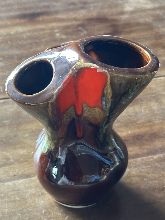Image 1 of Triflore Vintage Vallauris ceramic vase H 16 cm