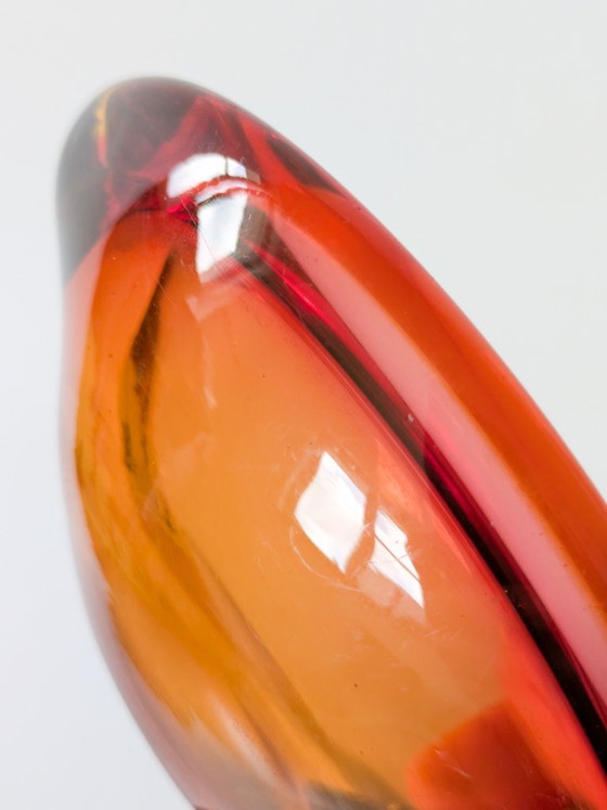 Murano-Sommerso-Aschenbecher aus der Mitte des Jahrhunderts, rosa-orange – Schalen, Glass (photo 16 of 19)