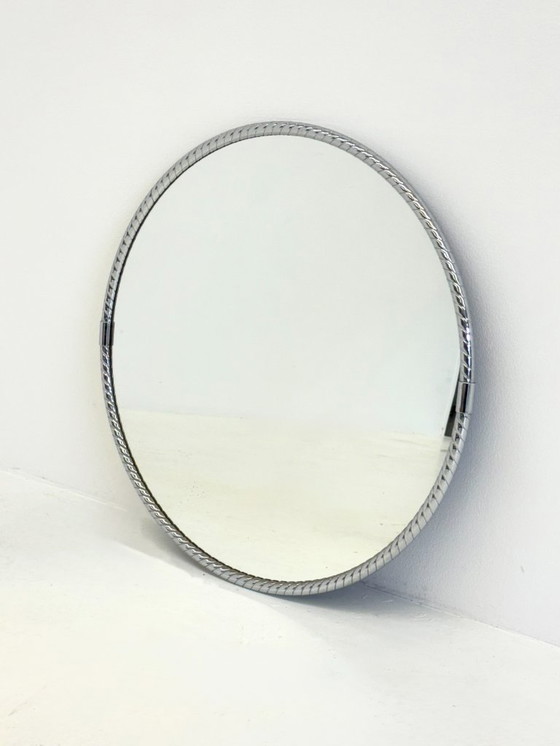 Image 1 of Vintage ronde spiegel met minimalistisch buisframe