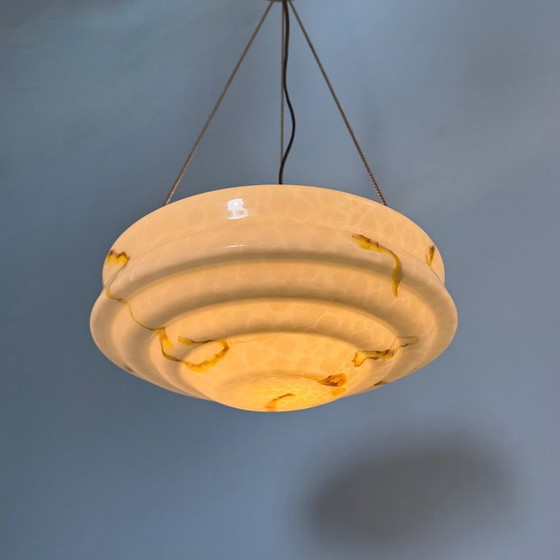 Image 1 of art deco hanglamp marmer glas , 1950s