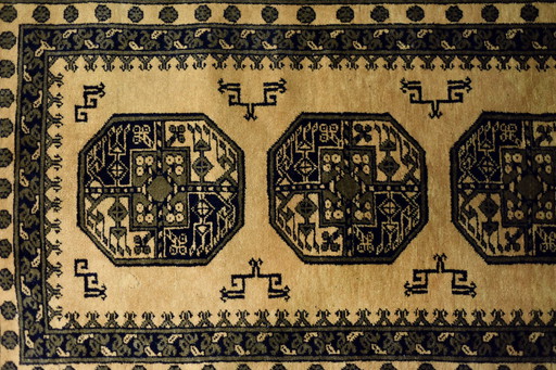 Vintage Hand-Woven Oriental Afghan Gold Ersari Rug, 1930s