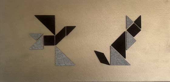 Image 1 of Abstract Schilderij Met Eco Rubber