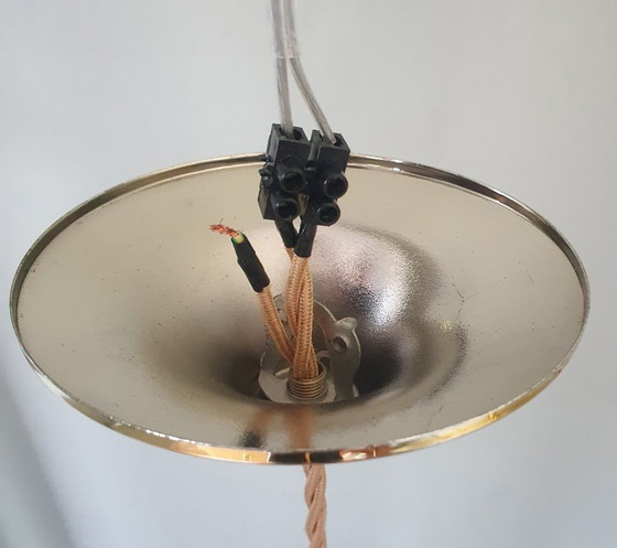 Vintage Large Pendant Lamp of Swirled Glass - Murano Style, Glashütte Limburg, Metal, Murano Glass, Gold (photo 17 of 17)