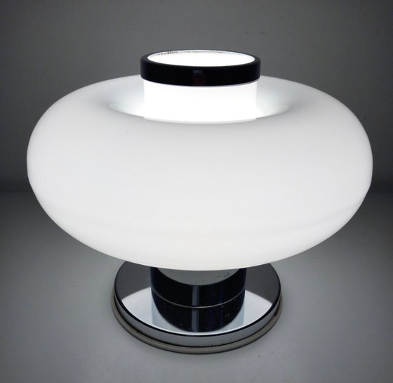 Image 1 of Lampada da tavolo vintage • Acciaio e vetro • Murano • Era spaziale • 1970