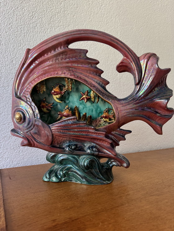 Image 1 of Grote keramische vis lamp jaren 50