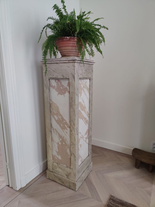 Faux Marble Painted Pedestal / Column
