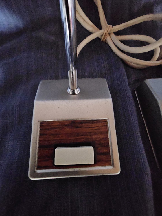 Image 1 of Set Of 2 Vintage Table Lamps - Glass & Chrome - 1970s