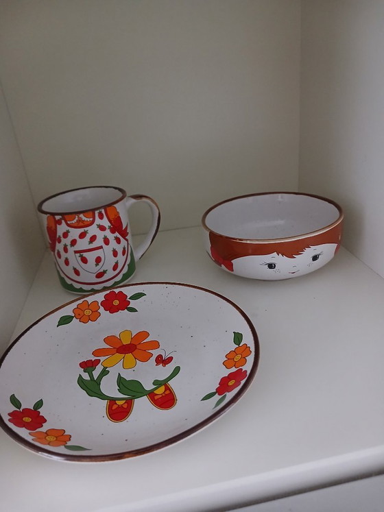 Vaisselle Enfant Vintage Années 70 3 Pièces Style Interpur – Ceramic (photo 2 of 7)