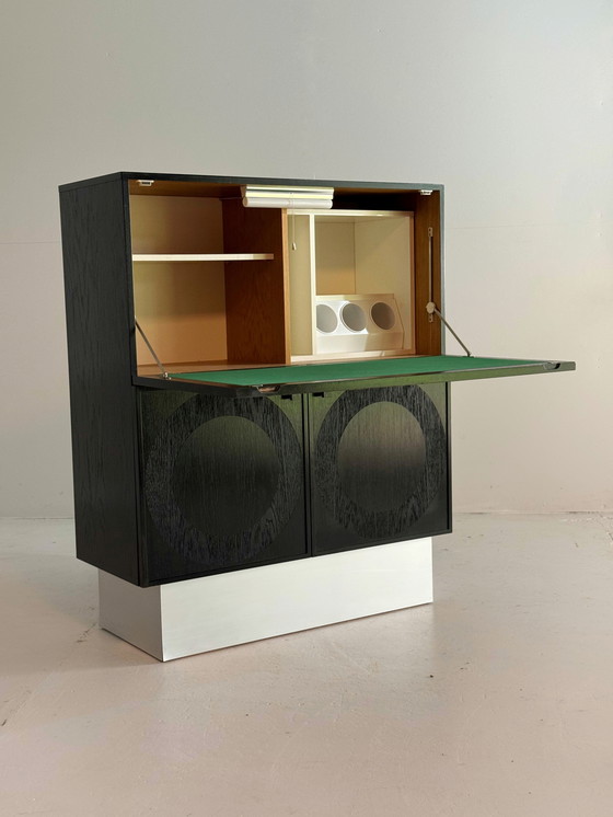 Image 1 of Black Brutalist Circular Bar Cabinet by Musterring, Belgium