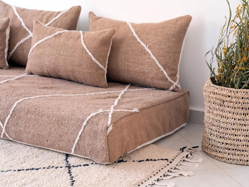 Couvre-sol en coton marocain beige