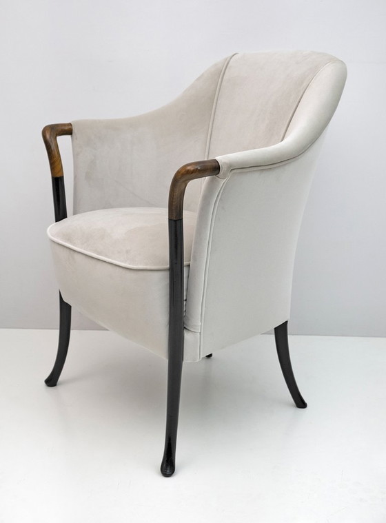 Image 1 of Paire de fauteuils italiens Giorgetti en velours "Progetti", années 1980