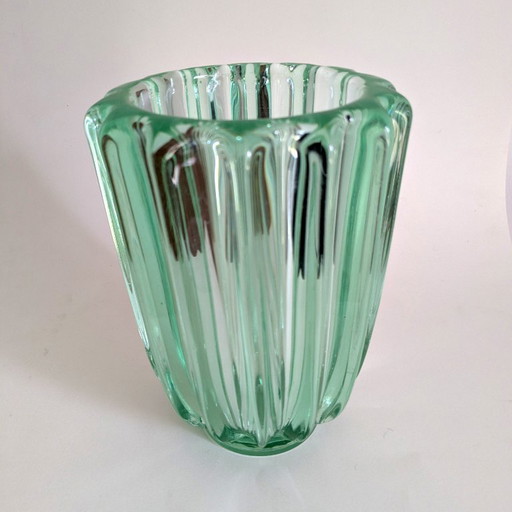 Art Deco pressed glass vase, Pierre d’AVESN.