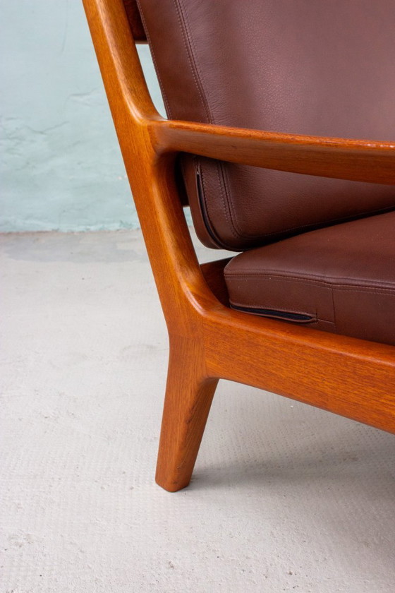 Image 1 of Canapé vintage en teck, style danois, Juul Kristensen, cuir, milieu du siècle