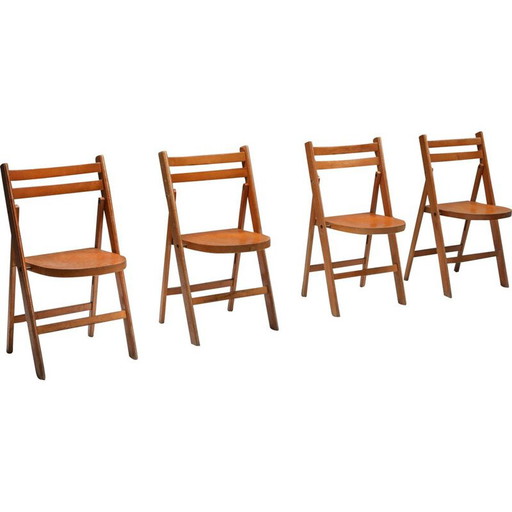 Mid Century Houten Stapelbare Vouwstoelen 1950