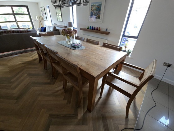 Image 1 of Table à manger Ethnicraft 2,5 m avec 10 chaises